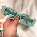 0118 2022 Fashion Small Square Frame Blue Pink Sunglasses for Women Vintage Brand Gradient Sun Glasses Men Hip Hop Shades Green