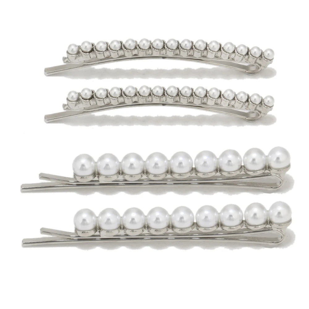 European Style Imitation Pearl Duck Clip a Word Clip Simple Bridal Hair Accessories Pearl Girls
