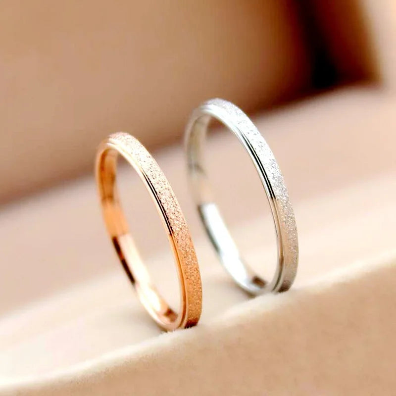 Wholesale Trendy Frosted Stainless Steel Gold Ring Simple Couple Stainless Steel Jewelry Ring