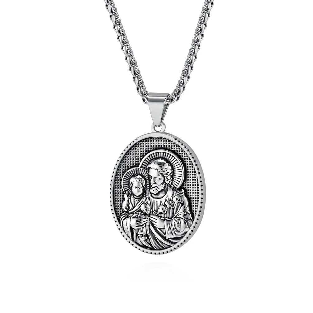 Fashion Stainless Steel Christian Jewelry Jesus Virgin Mary Pendant Necklace