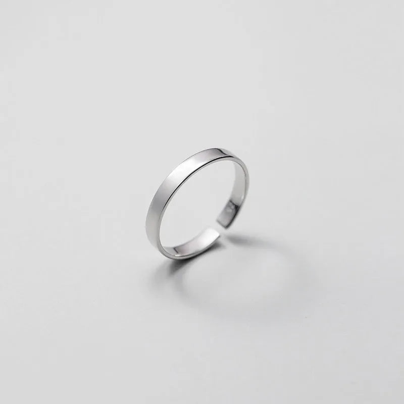 925 Sterling Silver Glossy Wide Finger Rings for Women Fashion Jewelry Gifts