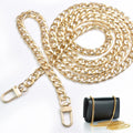 2022 Purse Straps Shoulder Cross Body Replacement Straps Iron Flat Chain With Metal Buckles (Gold)