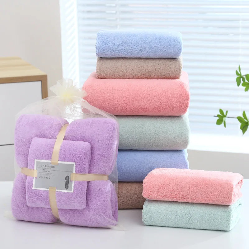 Hot Selling New Coral Velvet  Towel Set Soft Absorbent Adult and Children Face  Hand Towel Household Towel Set