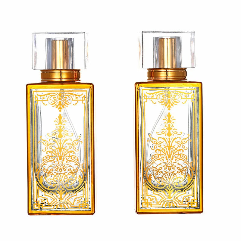 50ml Screw Top Flat Square Glass Bottle Rectangle Perfume Bottle Sub-Bottling Cosmetic Spray Pump Empty UV Bottle