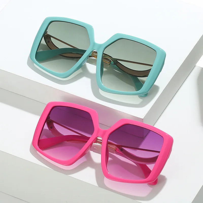 4918 New Large Frame Polygon Candy Color Sun Glasses Vintage Oversized Colorful Rose Red Shades Custom Label Sunglasses for Men