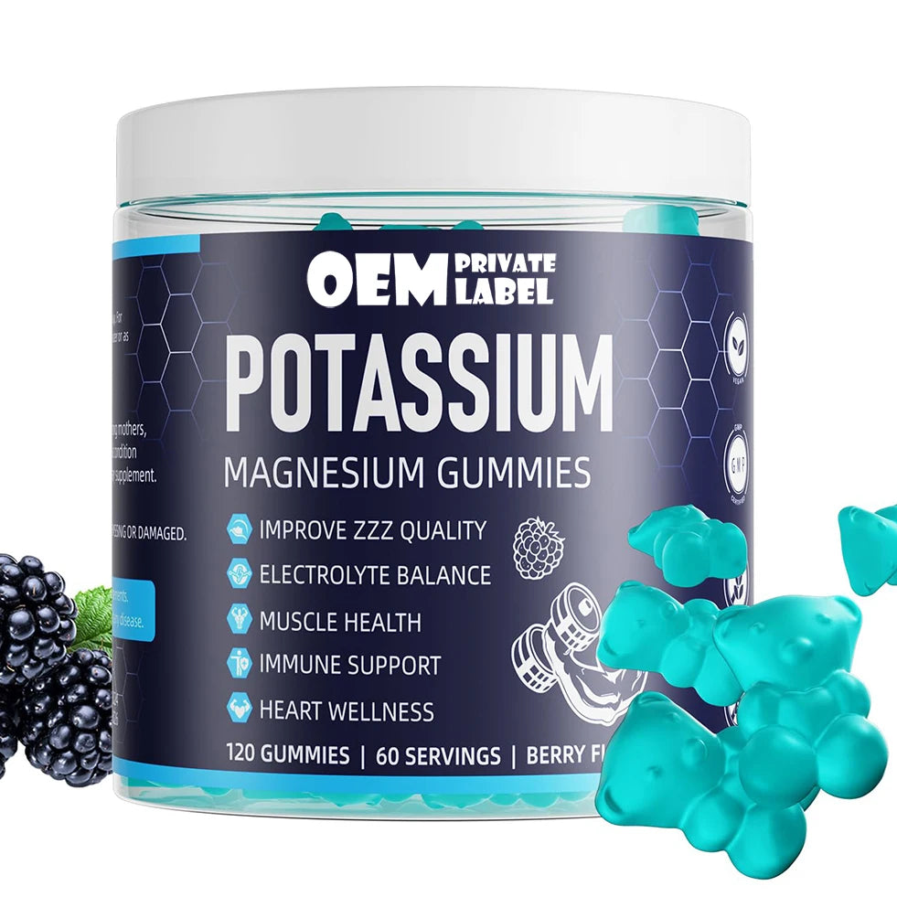 OEM Potassium Magnesium Gummies High Absorption Potassium Citrate 99mg Magnesium Citrate 180mg Gummy Supplements for Leg Cramps