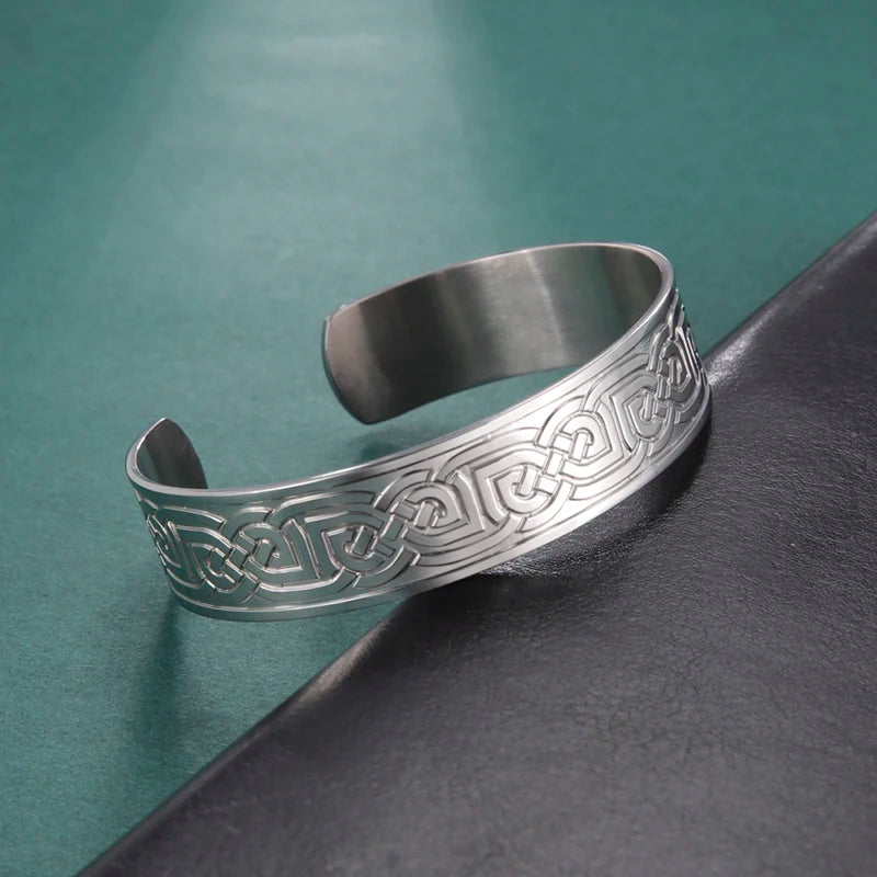 Wholesale Celtic Knot Bracelets  Vintage Symbol Ireland Hrunger Valknut Stainless Steel Cuff Bracelet Men Jewelry
