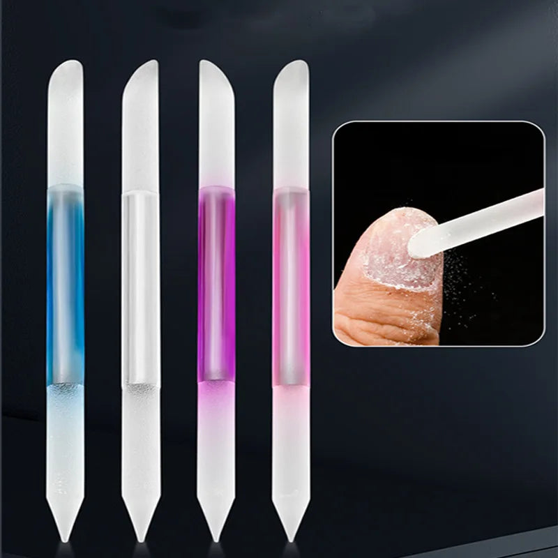 Oem Custom Reusable Etched Surface Nano Glass Files Cylindrical Polychrome Washable Double Sided Nail File