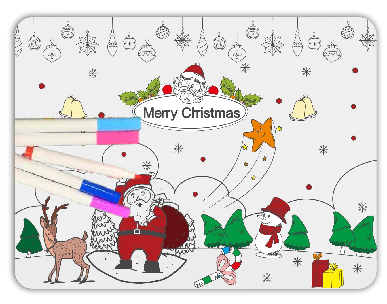 Custom Design Christmas Day Silicone Color Drawing Mat for Kid