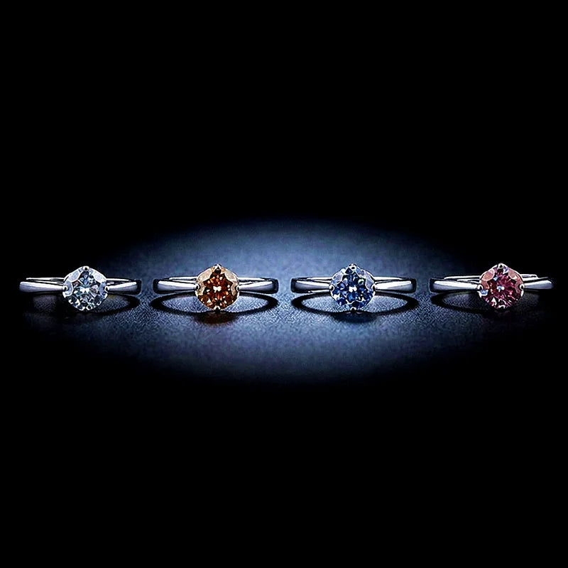 925 Sterling Silver Inlaid Vvs1 D Color 1CT Moissanite Diamond Ring Straight Arm Classic 4 Prongs Wedding Ring for Women