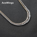 BC153  3 Prong Brass Setting CZ Tennis Chain Necklace Gold/Silver Color Iced Out  Cubic Zirconia