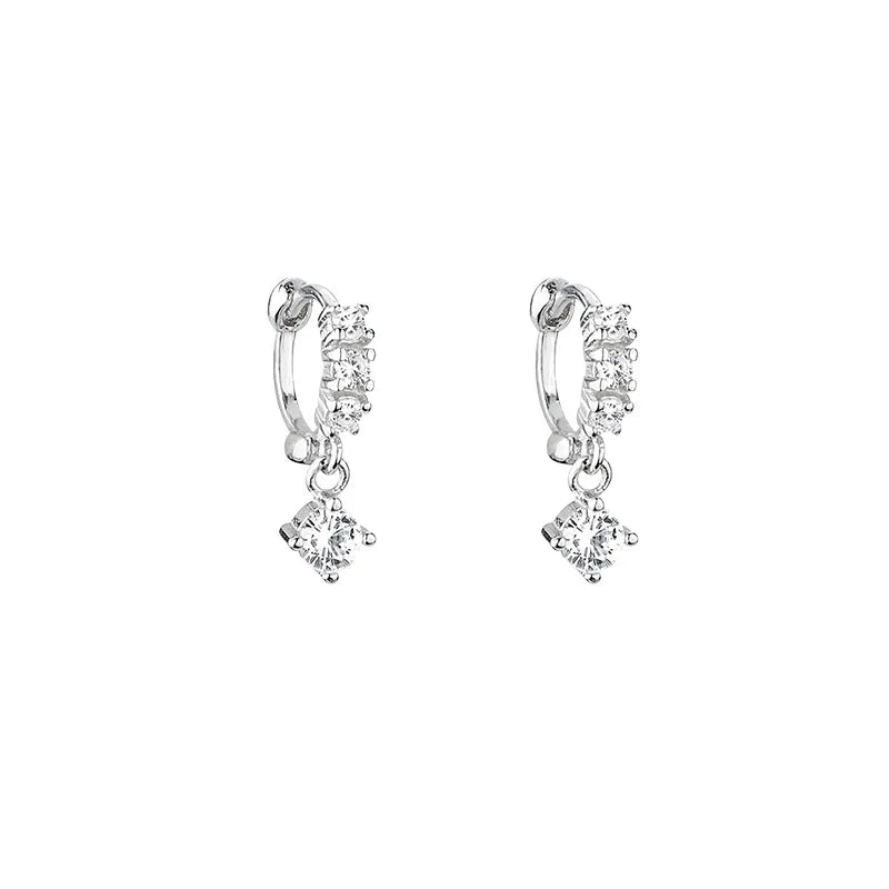 2021 Minimalist Fashion Jewelry Huggie Zircon Hoops Earrings Cute Rhodium Plated Hoop Earrings for Party & Gift