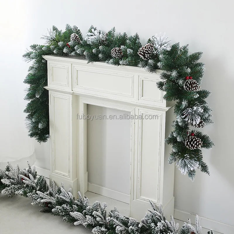 SZ-04 Christmas PE Encryption White Flocking Vine Decoration Christmas Rattan Hotel Shopping Window Door Scene Layout Hanging