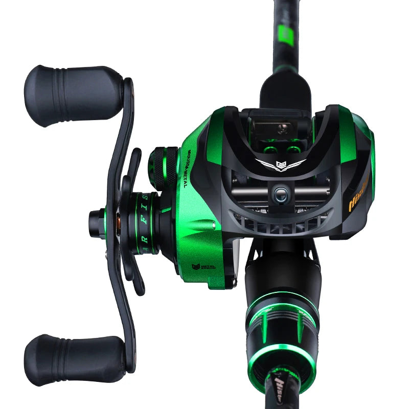 Histar MS-X Multi Size Rod Combo Full Metal Body Fast Action High Carbon Fishing Pole & Double Brake Baitcasting Wheel Set