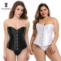 Gothic Body Shapewear Tops Big Women Black White Waist Shaper Plain Corset Top Bustiers Plus Size