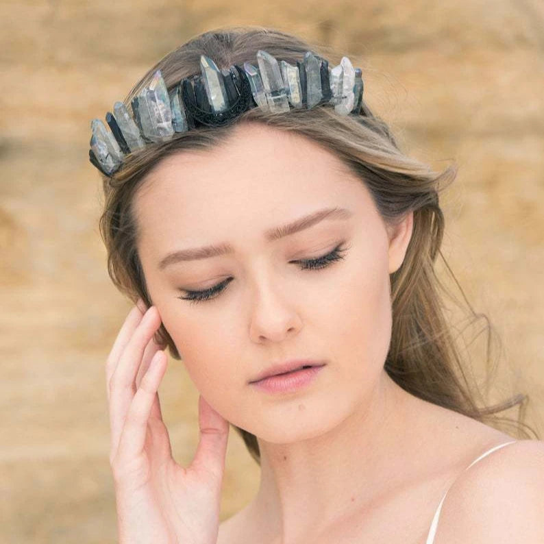 Diy Diy Hand Made Hot Sell Natural Electroplated Grey Blue Black Crystal Hair Accessories Black Moon Accessories Hairband Souvenirs Gift