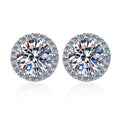 High-End Ladies Light Luxury Jewelry S925 Silver Classic Four-Claw Moissanite Ring and Inlaid Earrings Simple Elegant Design