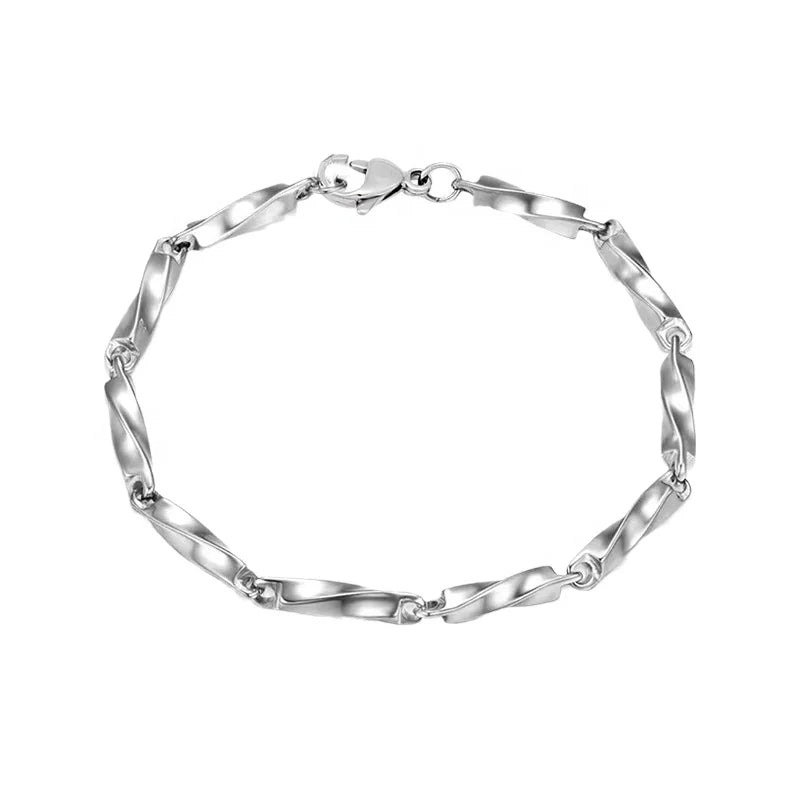 New Fashion Simple Design Stainless Steel Silver Teenager Unisex Link Bracelet