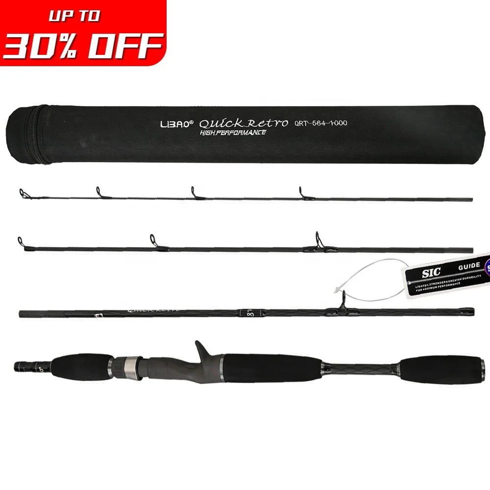 Newbility Wholesale 5'6"  24T Carbon Fiber 4 Section  Casting  Powerful Jerk Fishing Rod