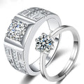 Free Size Adjustable Silver Couple Ring for Wedding Jewelry Men Women Diamond Ring Crystal Rings for Couple Lover