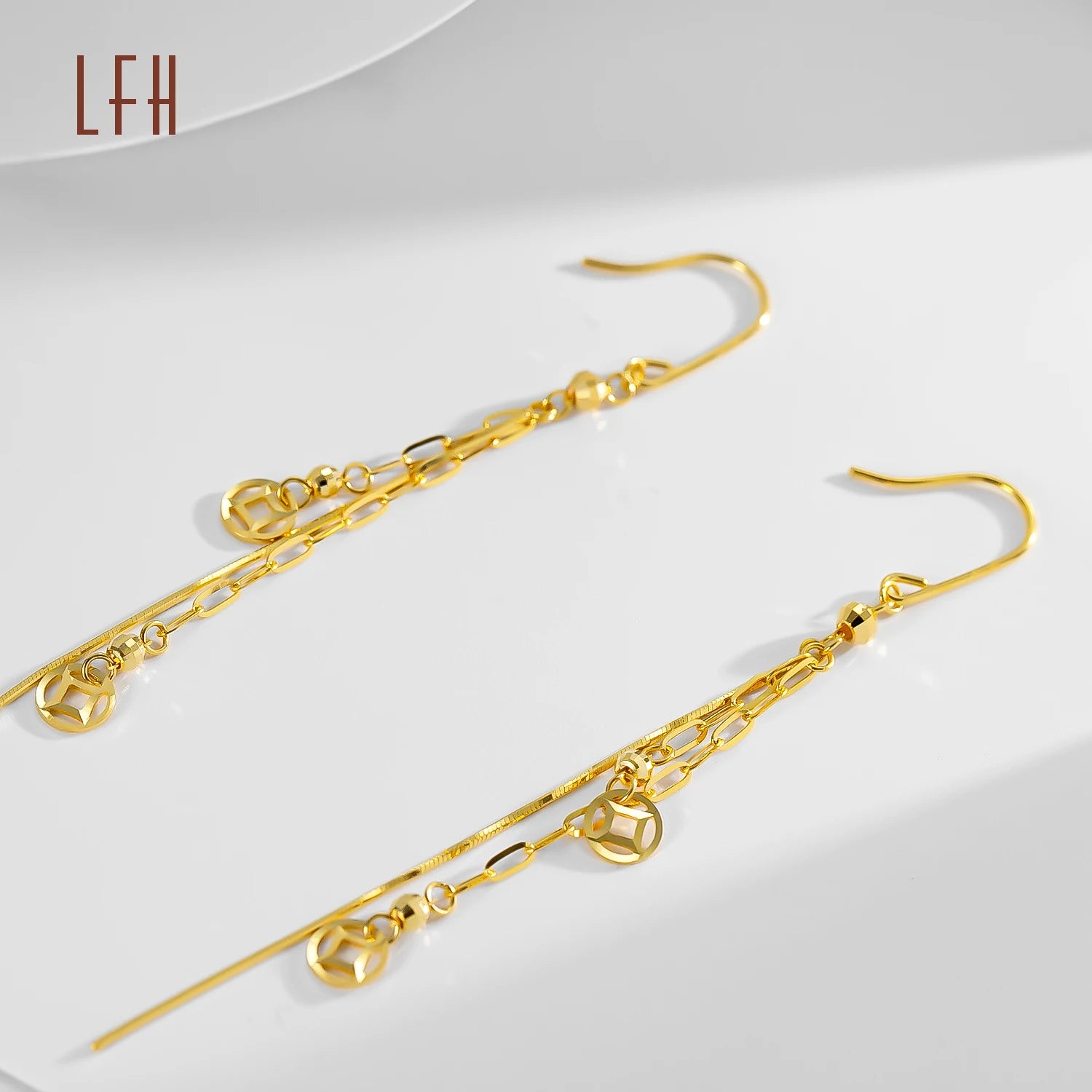 Wholesale Pure 18K Real Gold Star Drop Pendant Earrings AU750 Solid Earring Bridal Engagement Wedding 18k Pure GoldEarrings