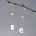 Lotusfun Lotus Fun Real 925 Sterling Silver Agate Flower Long Dangle Drop Earrings Fine Jewelry for Women