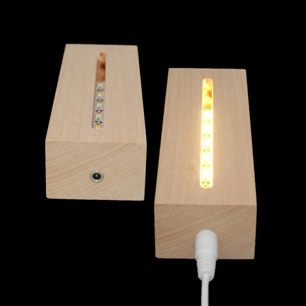 Professional 3D Led Wooden Base Solid Wood Led Display Night Light Base Holder Stand MegaBDM