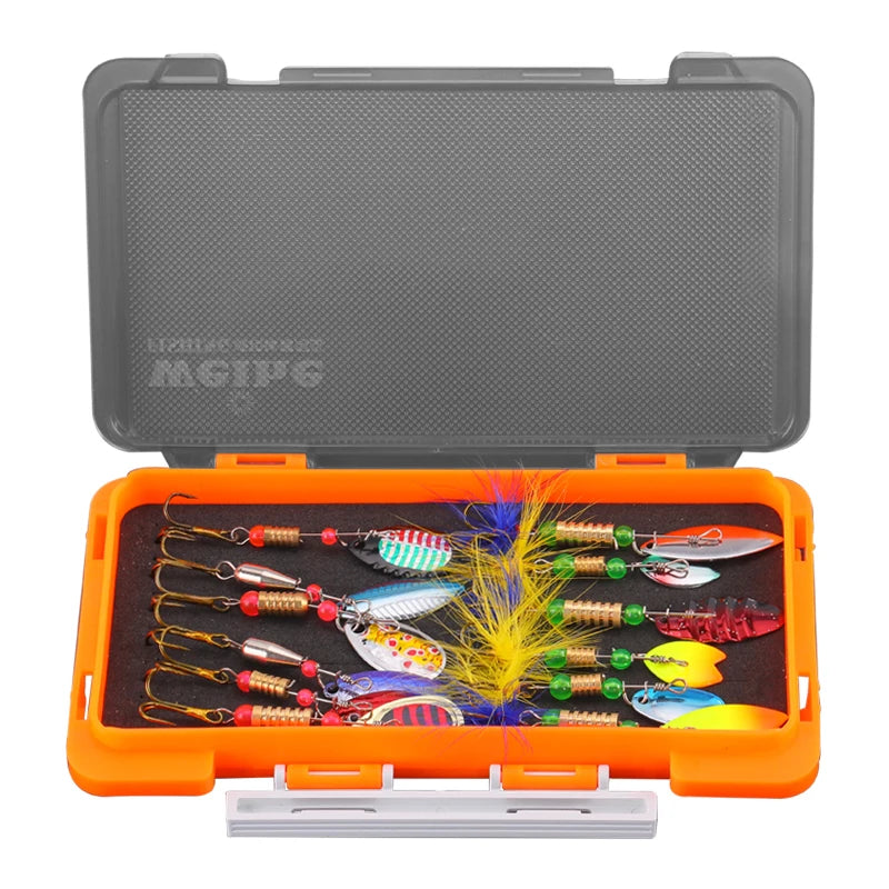 WEIHE 12pcs Metal Spinner Fishing Lure Set Metal Spoon Bait Kit Spinner Lures Combo Fishing Lure Kit