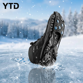 Unisex Men's Lightweight Durable Winter Ice Cleats with Metal Ice Spikes Non-Slip Sole Safety Toe Easy On/Off