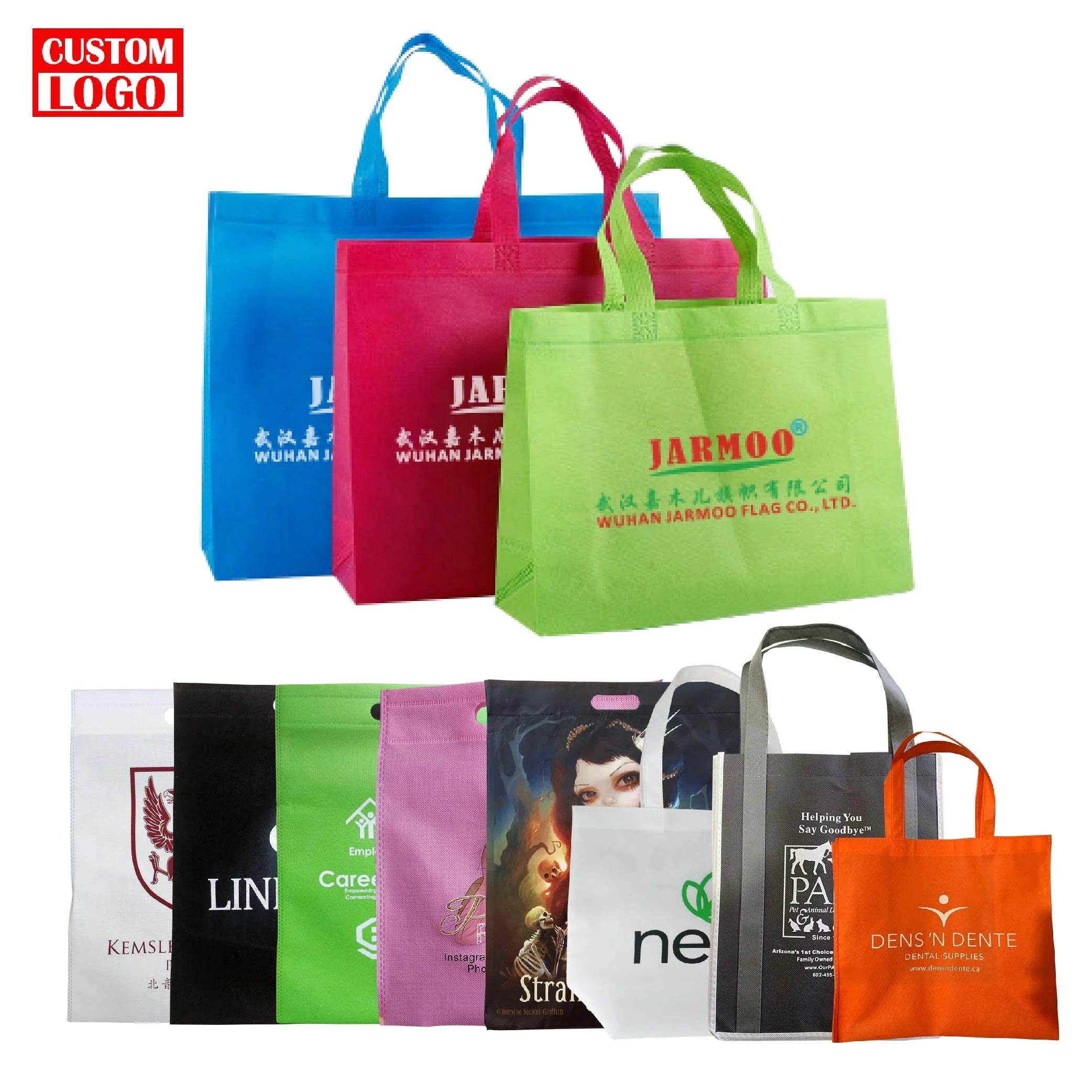 Foldable Reusable Shopping Tote Non Woven Bag With Handle Tote Bags With Custom Printed Logo for Shopping Non-Woven Tote Bag