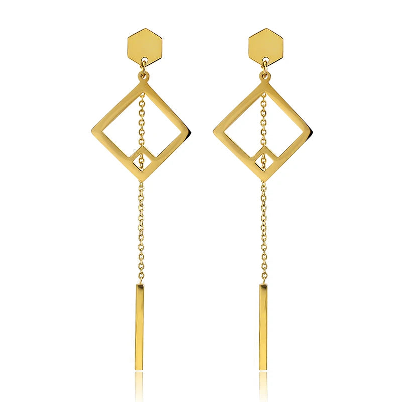 Wedding Party Luxury Gold Pendientes Girls Jewelry Unusual Earrings Pendientes Geometric Exquisite Stud Earrings