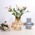 Modern Simple Tall Glass Vase European Style with Crystal for Ball Pattern Color Plated Wedding Home Decor Creative Art Deco