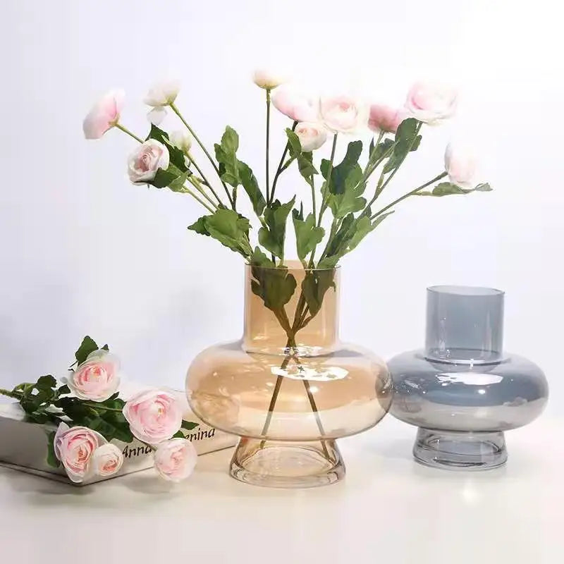 Modern Simple Tall Glass Vase European Style with Crystal for Ball Pattern Color Plated Wedding Home Decor Creative Art Deco