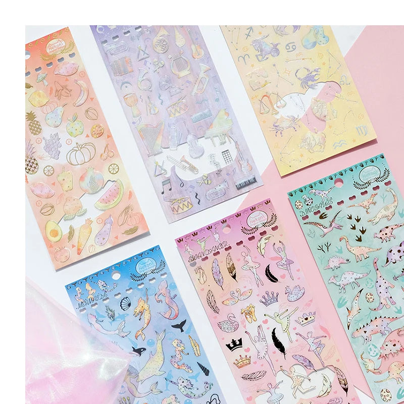 Nekoni Decorative Decals Laptop PVC Stickers Phone Stickers Vegetables Mermaid Horoscope Musical Instrument Waterproof Stickers