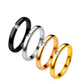 Fashion Trendy Stainless Steel 4mm Wide with Zircon Cz Diamond Bead Paving Finger Ring Jewelry Rings Women