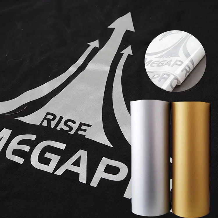 Silver PU Iron on Flat Vinyl Label Factory Price Design Custom Logo Heat Transfer for DIY