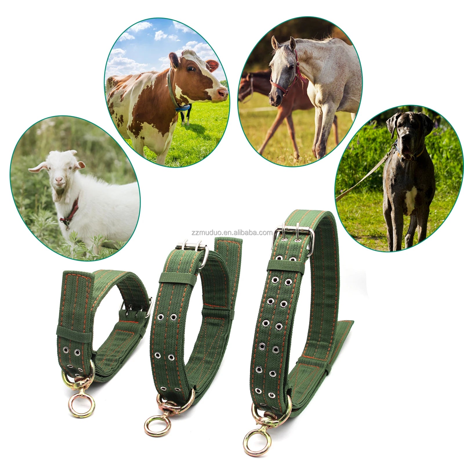 Adjustable Livestock Collar Belt Cattle Traction Necklace Thick Canvas Calf Neck Strap Cow Collar