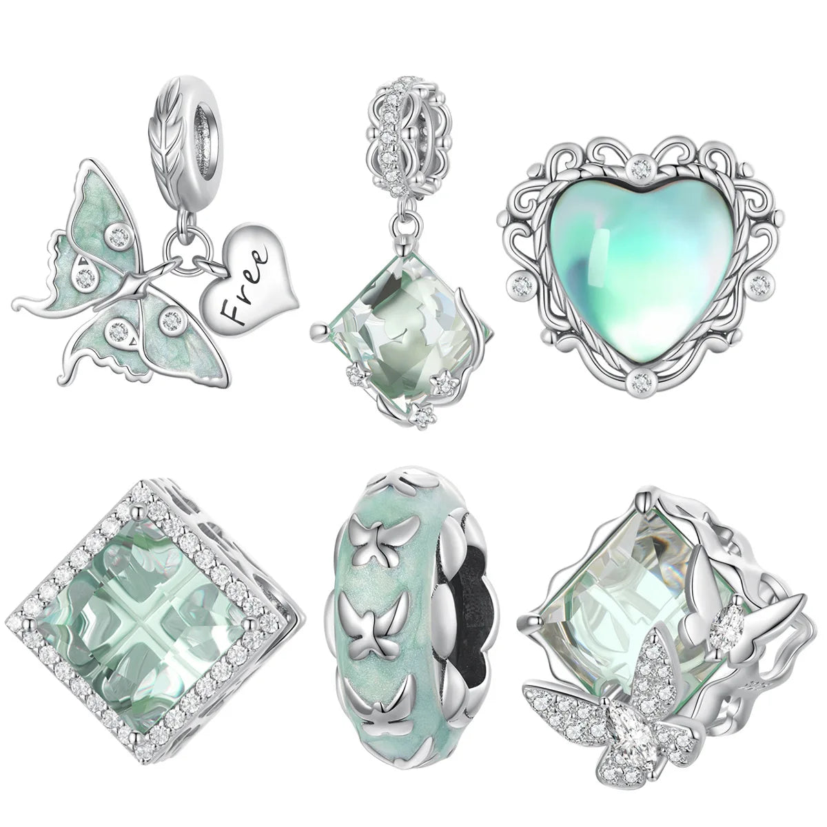 925 Sterling Silver Fashion Jewelry Bead for Bracelet Fine Jewelry Making Custom Zirconia Butterfly Moth Pendant Charm