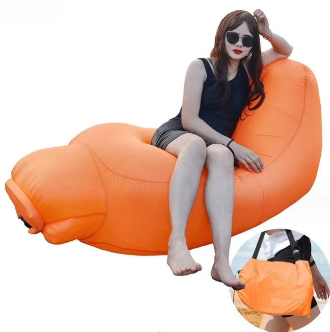 Hot Sell Can Customized Inflatable Couch Air Sofa Portable Inflatable Chair with Camping Compression Sacks Beach Chair