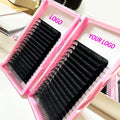 Private Label 5-25mm Individual Dark Matte Black Lash Extension Trays Wholesale Korean Silk Faux Mink Cashmere EyeLash Extension