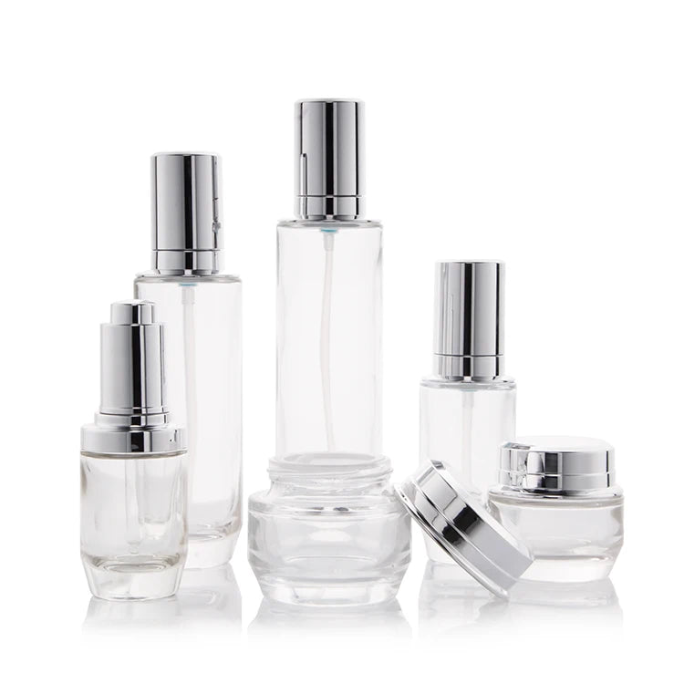 30g 100ml Round Glass Cosmetic Bottle Lotion Cosmetics Containers and Packaging Glass Jar with Lids