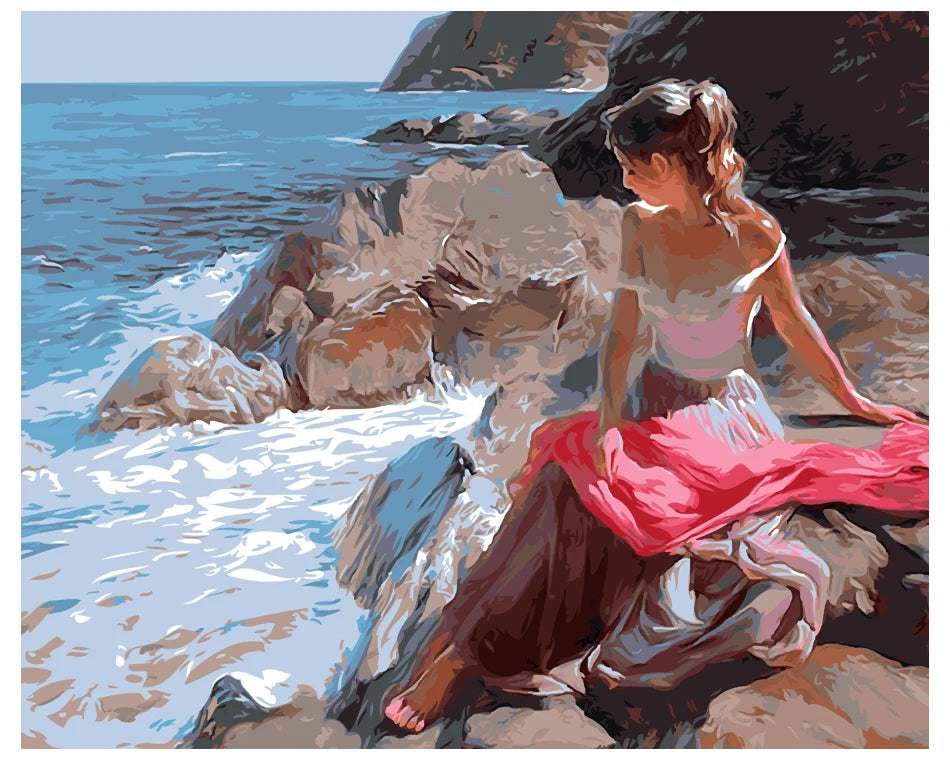 Best Quality Modern Portrait 40cm*50cm Linen-cotton Canvas Painting Beautiful Girl Picture DIY Paint by Number