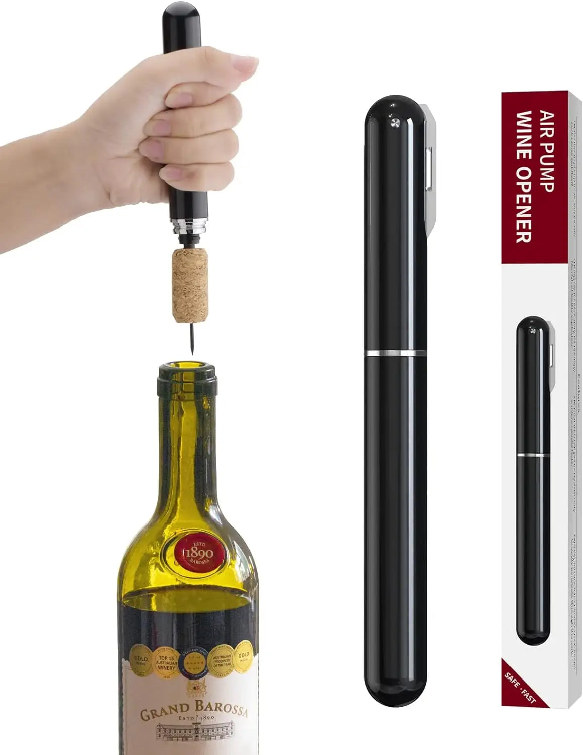 Easy-Open Portable Travel Wine Corkscrew Handheld Wine Cork Remover 2-in-1 Air Pressure Wine Bottle Opener with Foil Cutter MegaBDM