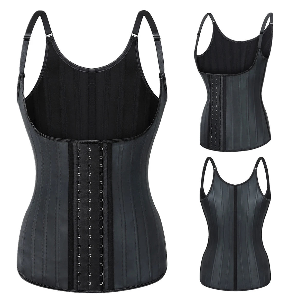 25 Steel Boned Waist Support Trainer Fitness Women Vest Faja Leather Latex Trimmer Sweat Vest