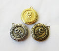 Textured Flower Branch 20mm Brass Locket Pendant for Necklace