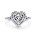 Classic Luxury Heart Design Three Layers Stone Ring Dainty Women 925 Sterling Silver Diamond Ring