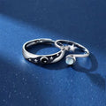 Couple Wedding Ring Sets Wholesale 925 Silver Pair of Moonstone Band Open Adjustable Rings for Him or Her