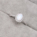925 Sterling Silver Natural Gemstone 6*10mm Oval Opal Stone Women Finger Ring
