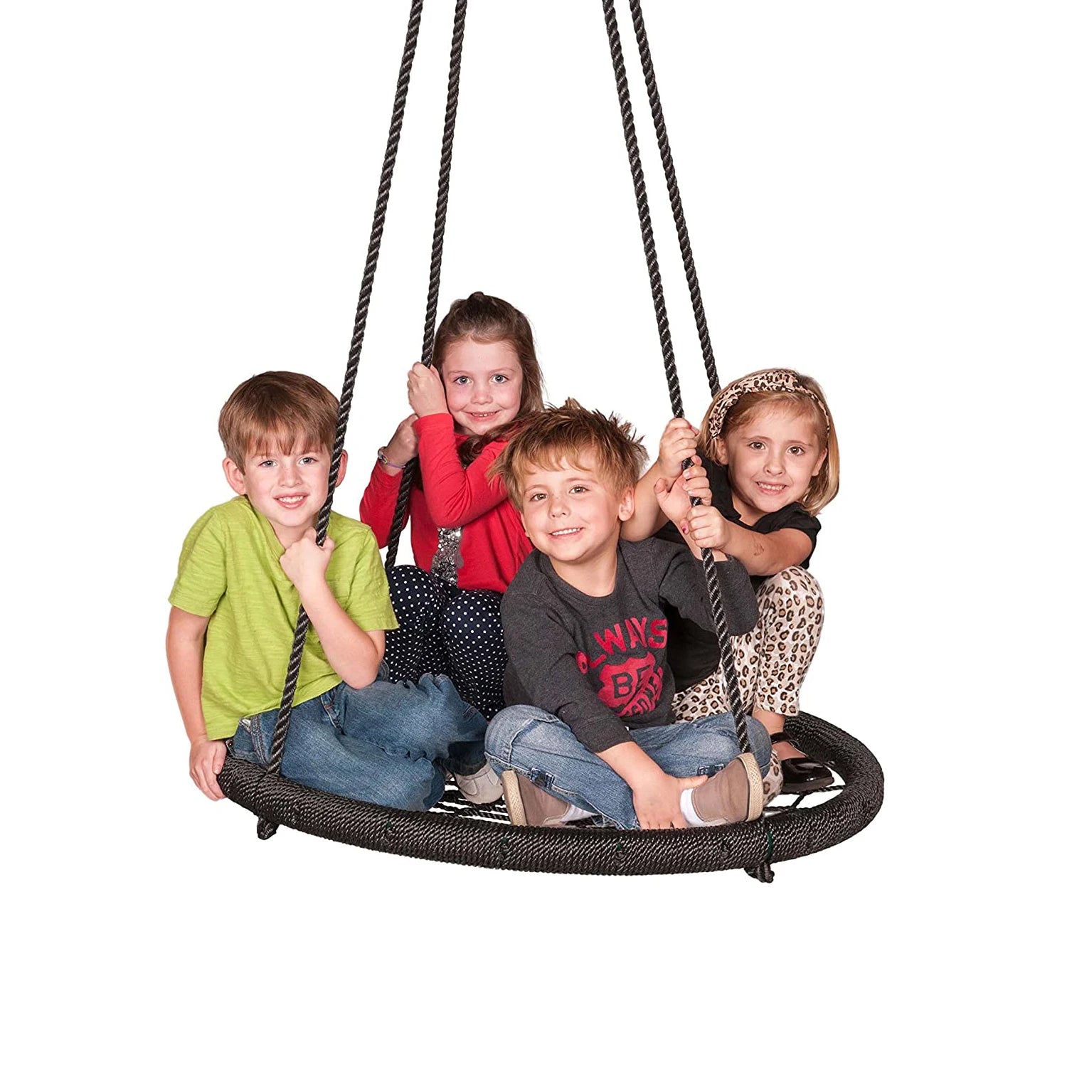 GSD Outdoors Patio Tree Hanging Kids Swing Pod Chair Indoor Kids Play Netting Rope Seat Spinner Swing Chair
