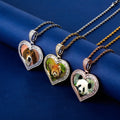 New Children's Unisex Hip Hop Gold Plated Brass Iced Heart Custom Zircon CZ Charms Sublimation Frame Pendant Necklace Bling